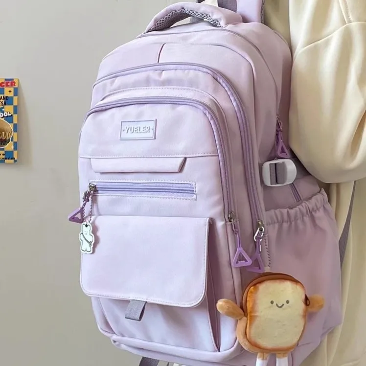 High Capacity School Backpack for Junior And High School Students Spine Protection Cute British Style Dual Shoulder Bag - 4