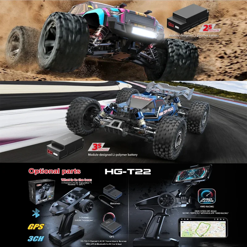 

16208 16207 MJX Hyper Go Rc Cars 4WD Off-Road Racing Truck 1/16 Brushless 2.4g High-speed Drift Remote Control Car Toys for Kids