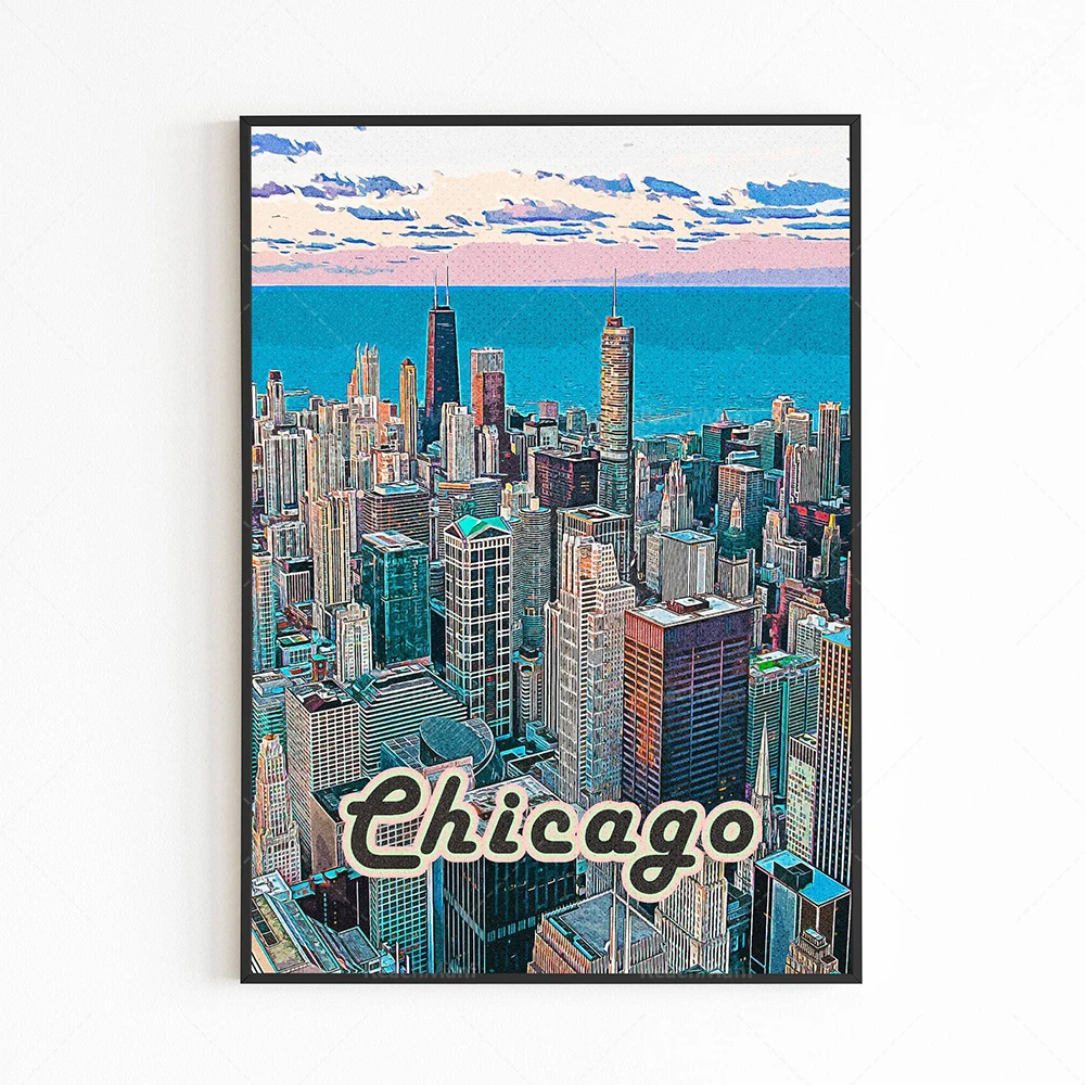 絵画 アートポスター テイムソン作 スカイライン シカゴ シカゴの
