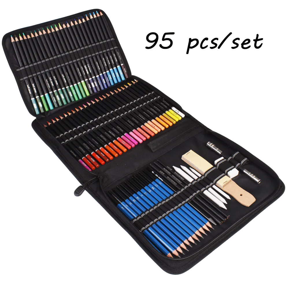 96Pack Drawing Sketching Coloring Set,Include 72Professional Soft Core  Colored Pencils,Sketch & Charcoal Pencils,Sketchbook,Art Drawing Supplies  For A