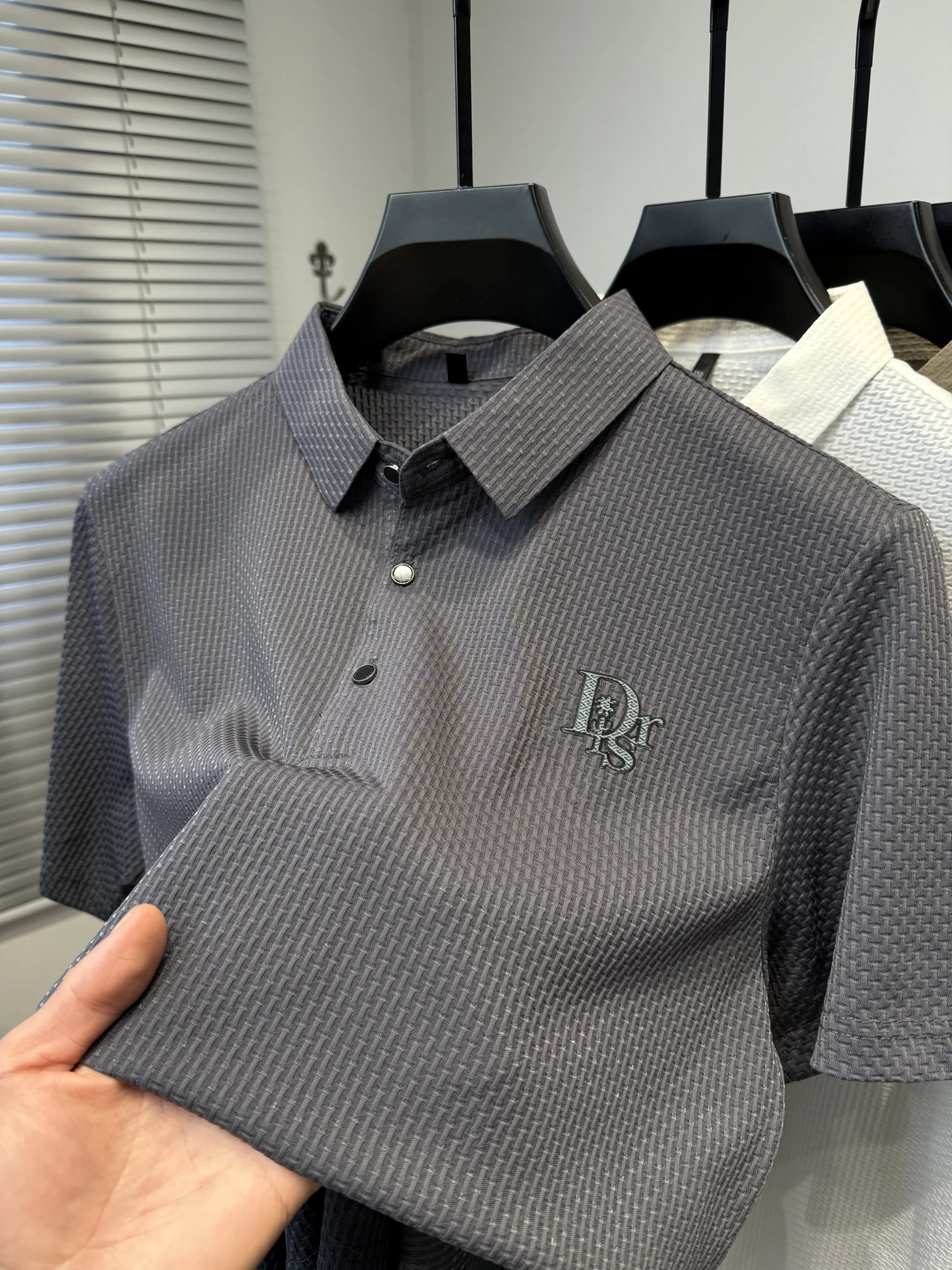 Men's breathable cotton ball shirts, fashionable brand T-shirts, high-quality striped short-sleeved tops, casual office summer 13 S0b313e2d6415423793ec920970e451b0I