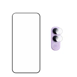 Enhanced Full Glue Screen Glass Protector, 9H Clear, Anti - Scratch, Shockproof Front Cover Film, with Soft Lens Film (1 glass 1 lens film)