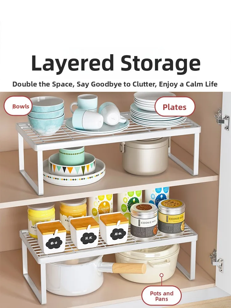 Kitchen Storage Ra Countertop Bowl Plate Pot Utensil Organizer Cabinet Inner Multi-layer elf Seasoning Tabletop Storage