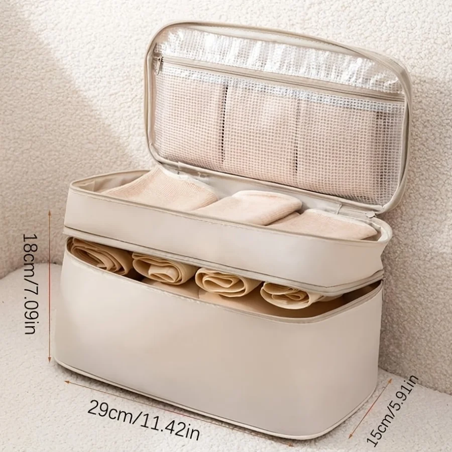 Compact and Expandable Travel Lingerie Organizer - Soft Double Layer Portable Packing Solution