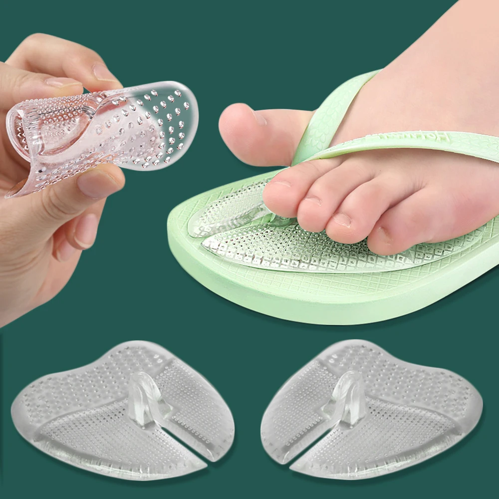 2쌍 실리콘 발바닥 패드, 슬리퍼용 미끄럼 방지 중족골 패드, 남녀 공용 쪼리 ..