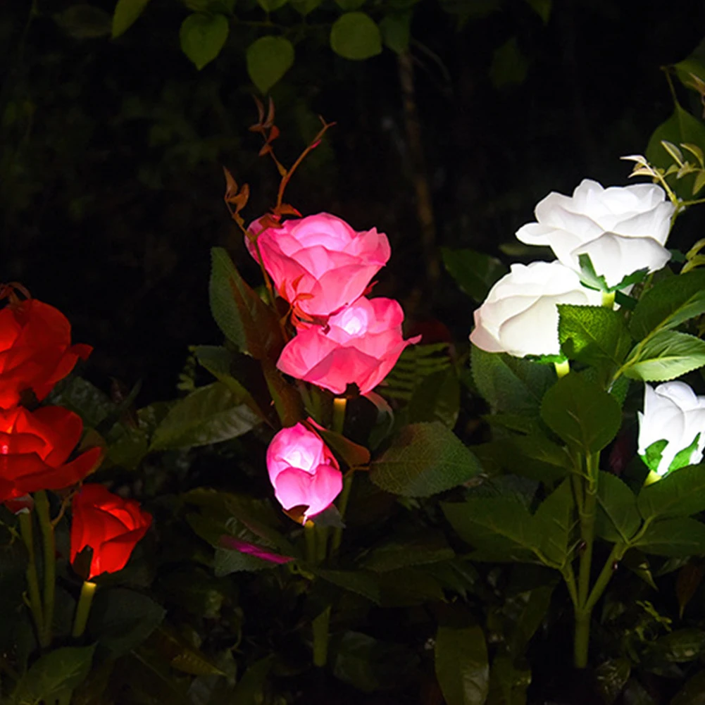 

IP65 Waterproof Solar Powered 3 LED Rose Light Outdoor Garden Yard Lawn Ground Lamp Festive Party Romantic Decoration