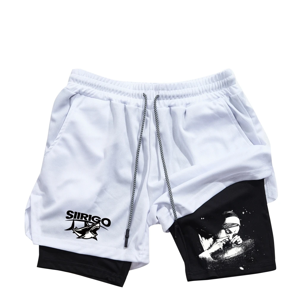 Men's and Women's Running Shorts Fitness Gym Training 2-in-1 Sports Shorts Fast Dry Training Slow Running Double layered Summer 5