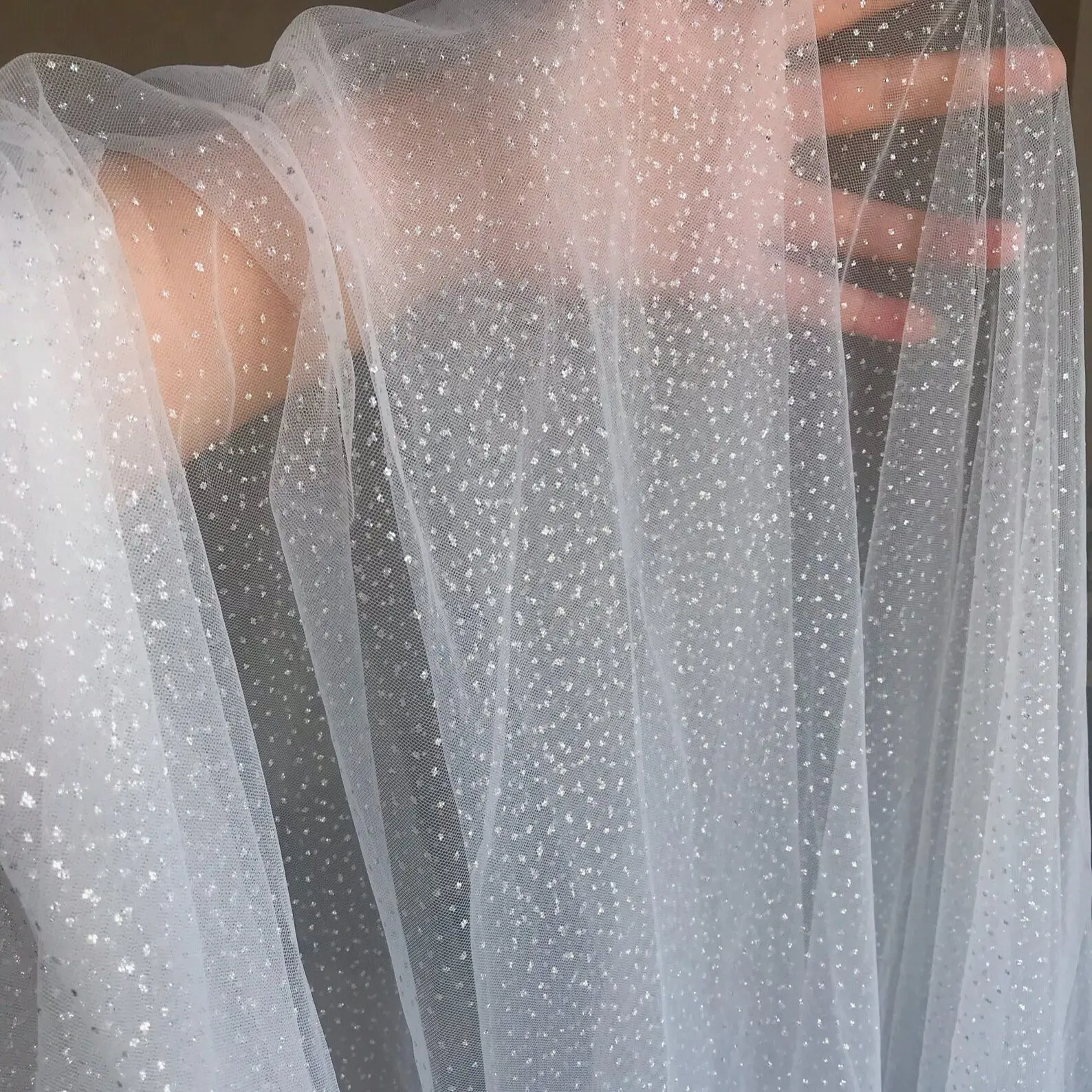 Tulle fabric YoulaPan V84 Apparel Accessories & Textiles Mesh Apparel Fabrics Sparking Tulle DIY Soft Party Dresses Fabrics by the Meter