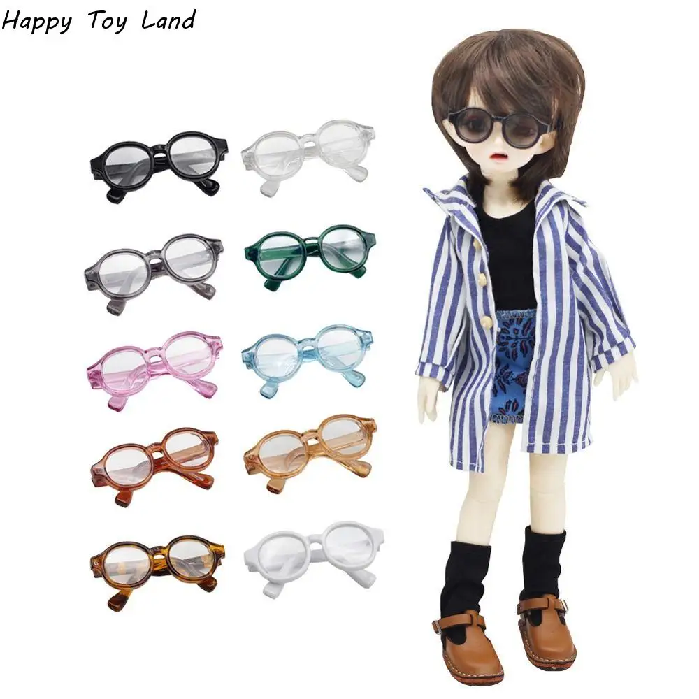 Candy Color Doll Miniature Round Frame Glasses Plastic Doll Clear Lens Eyeglasses Eyewear Doll Accessory