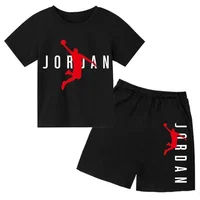 Ensemble 2 pièces T-shirt à manches courtes et short imprimé lettres Summer Brand pour garçons et filles – Tenue décontractée et tendance pour enfants 1