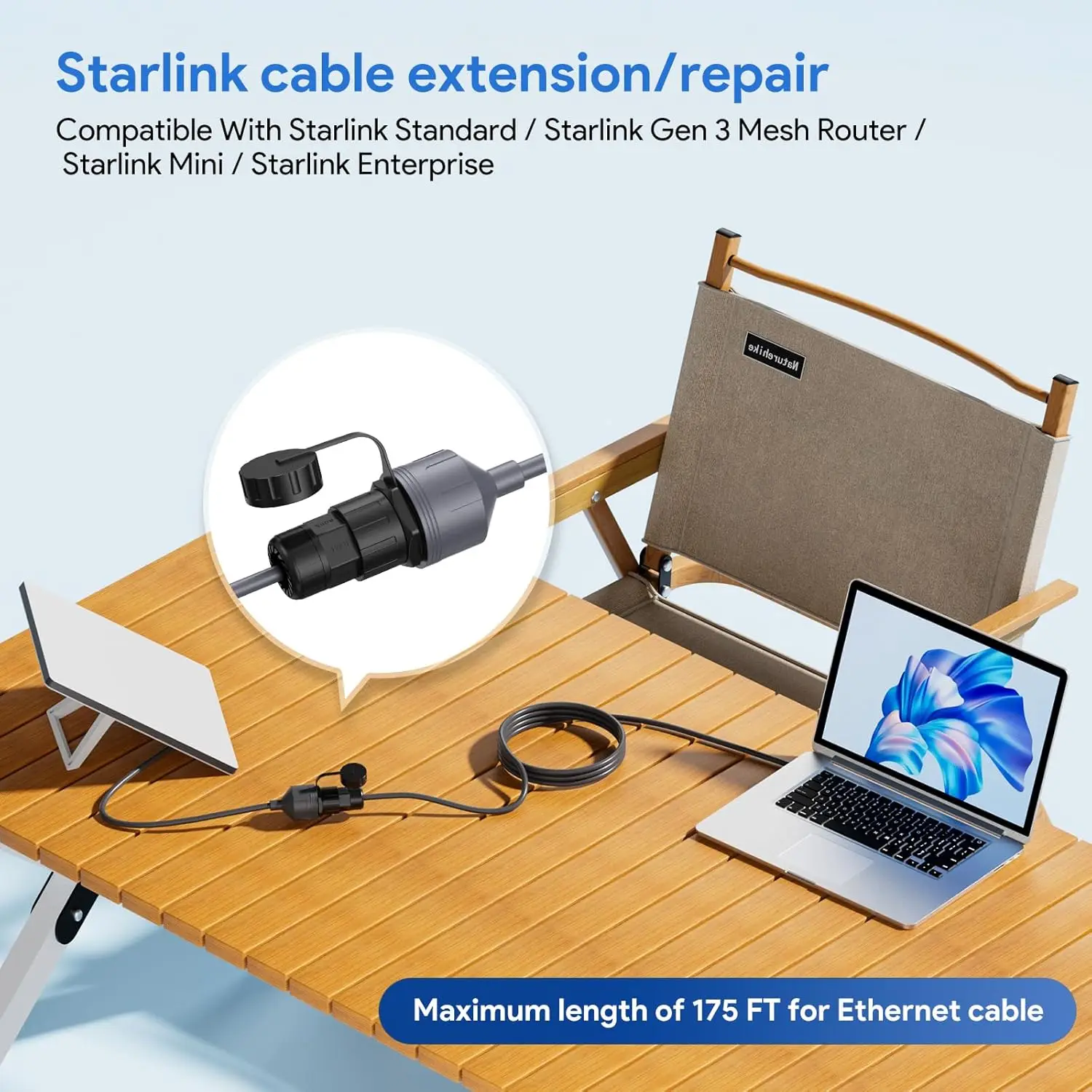 포르졸라 스타링크 Gen3 V3 이더넷 케이블 어댑터 (스타링크 SPX - RJ45 커넥터 라우터 어댑터 인터넷 연장 케이블)