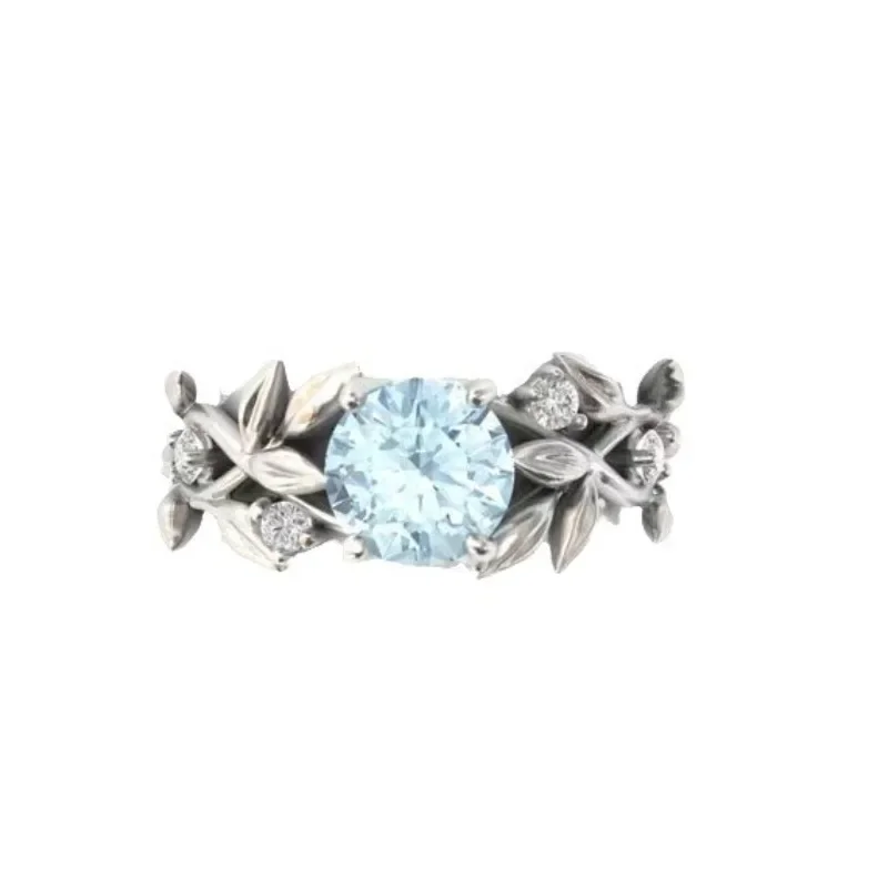 Fashion Creative Blue Crystal Branch Ring Women Light Luxury Personalized Versatile Ring Jewelry Accessories Серьги Женские