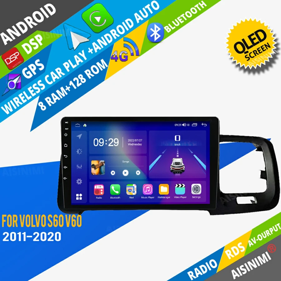 Aisinimi Android Car Dvd Player Navigazione Per Volvo S60 V60 2011 - 2020 Autoradio Car Audio Gps Multimedia Stereo Monitor