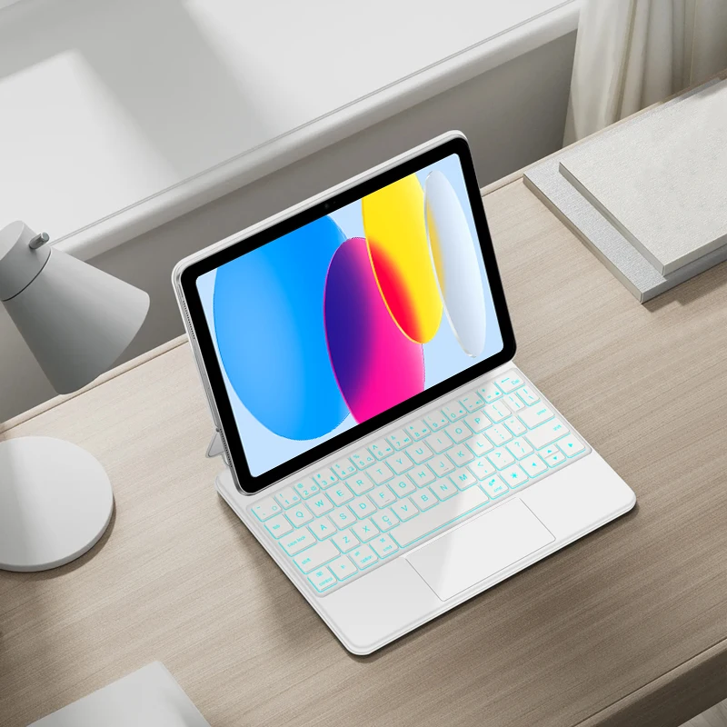 Teclado Mágico Magnético para Ipad Case Inteligente Trackpad Touchpad Teclado Retroiluminado Alemão Espanhol Árabe 109 Polegadas 10 Polegadas 2023 - Imagem 2
