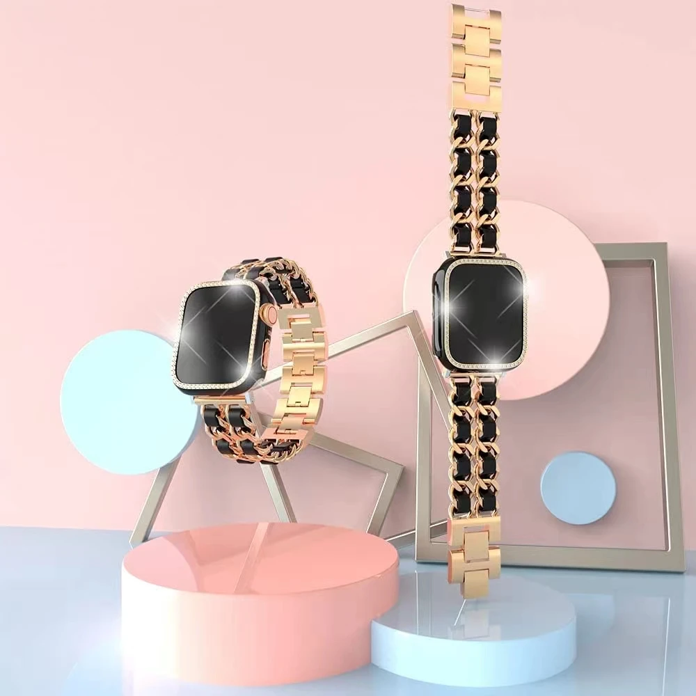 Metal Bracelet Strap For Apple watch 8 7 45mm 41mm 6 5 4 44mm 40mm Fashion Smart Watch Stainless Steel Wristband For iwatch 42mm