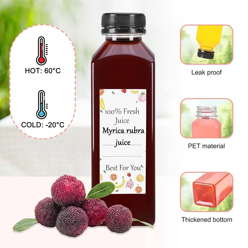 Clear Reusable 500ML Juice Bottles with Caps and Accessories for Smoothies and Beverages