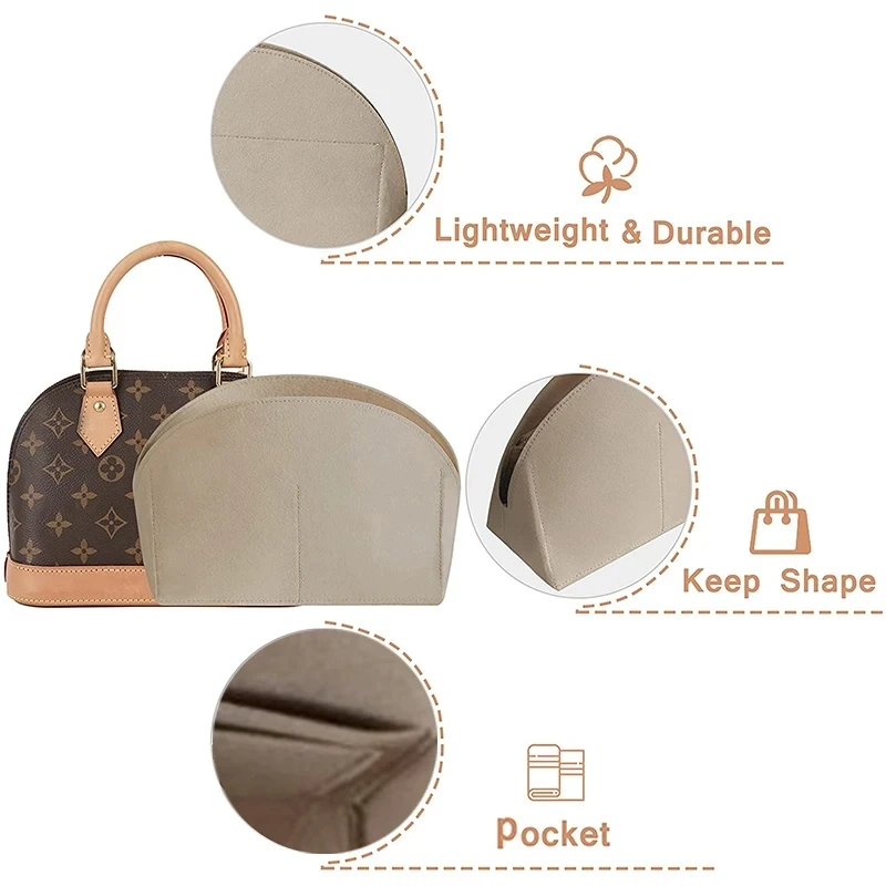 Fits For Alma BB Insert Bags Organizer Makeup Handbag Organize Travel Inner Purse Portable Cosmetic Base Shaper Shell Organizer
