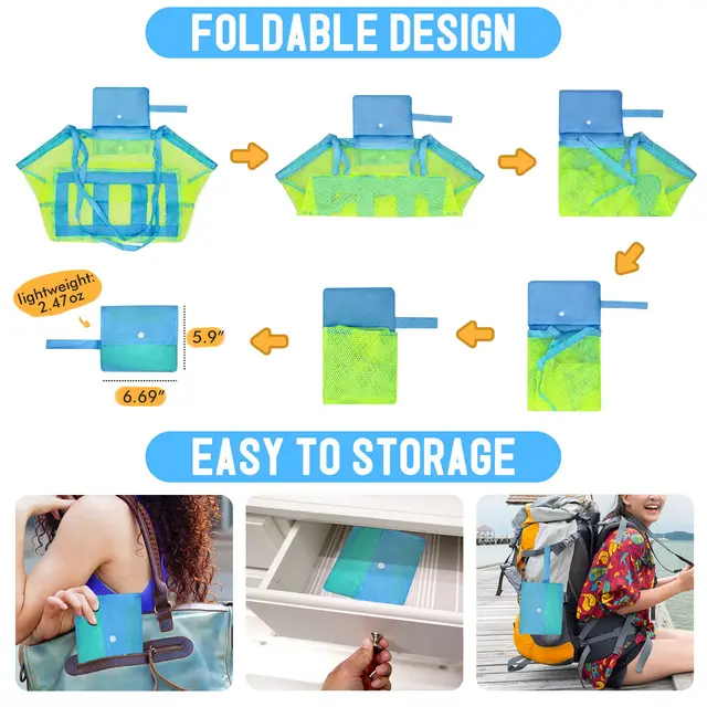 1pc Mesh Toy Beach Bag  Extra Large Beach Bags and Handbag Backpack for Kids Sea Shell Bags Outdoor Beach Toys Organizer 3