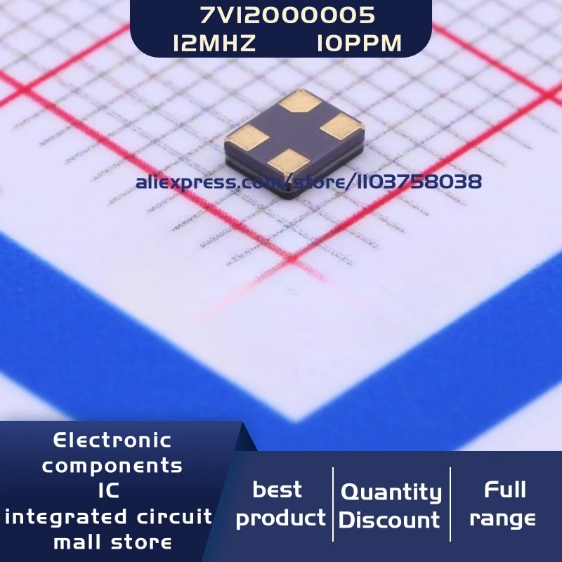 50개/묶음 7V12000005 12MHZ 10pf 10pp 3225 4P 크리스탈 발진기 공진기 4-SMD 재고 있음