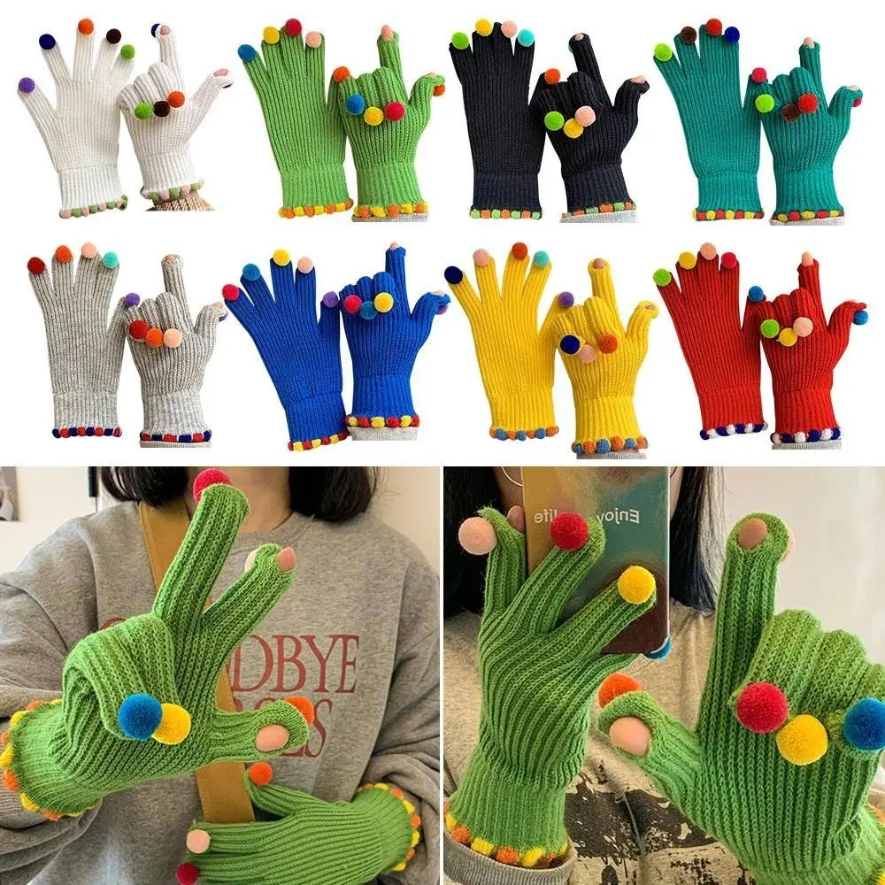 

Soft Autumn Winter Gloves Five Finger Gloves Touch Screen Gloves Cute Hand Warmer Windproof Cycling Ski Gloves Warm Mittens