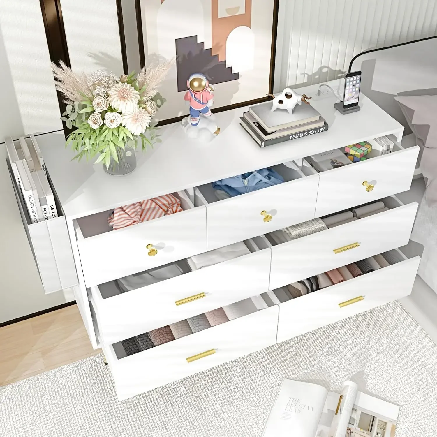 Modern wood chest with built-in charging