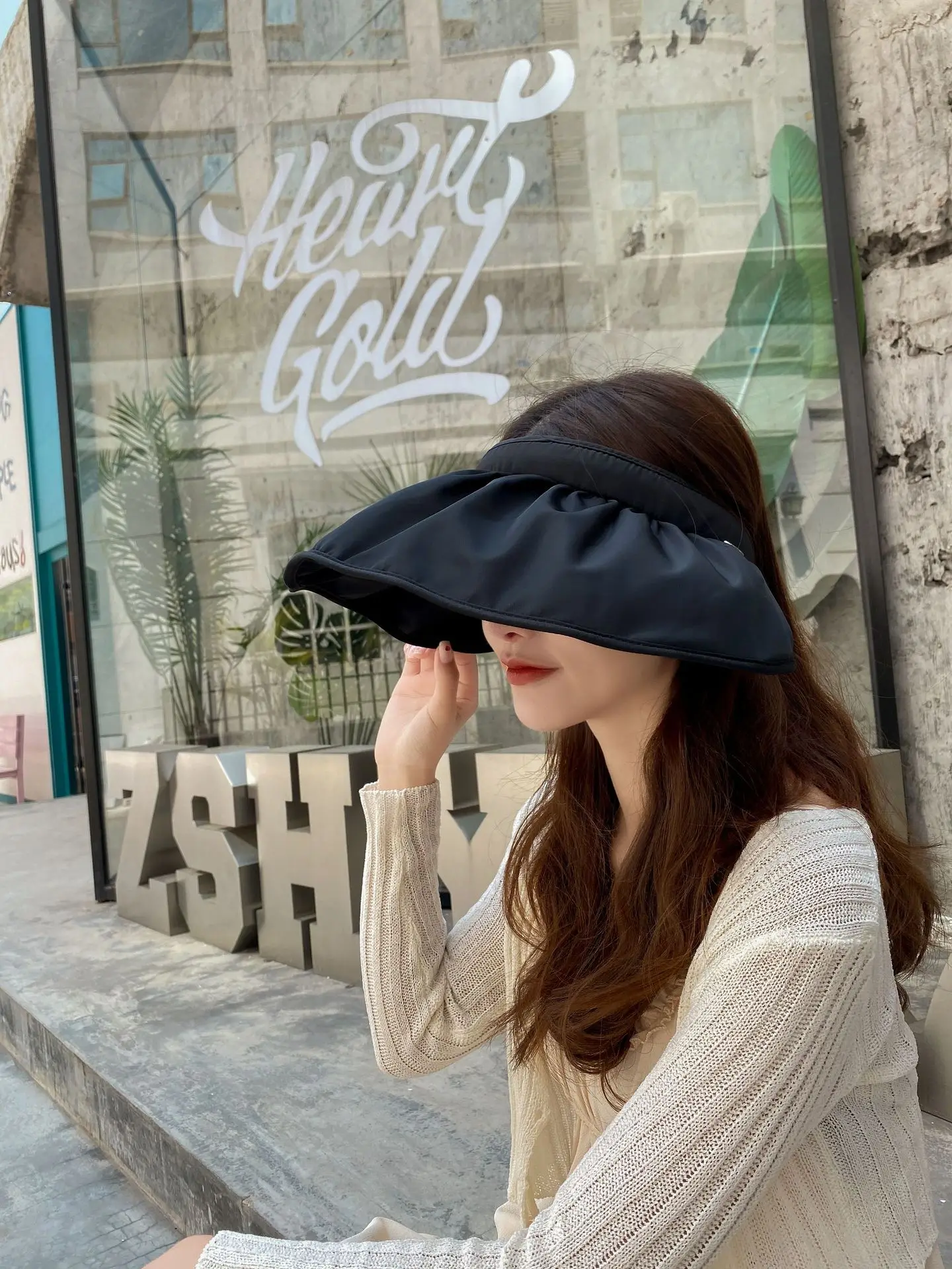 New Women's Sunshade Wide Brim Beach UV Protection Sun Hat Headband