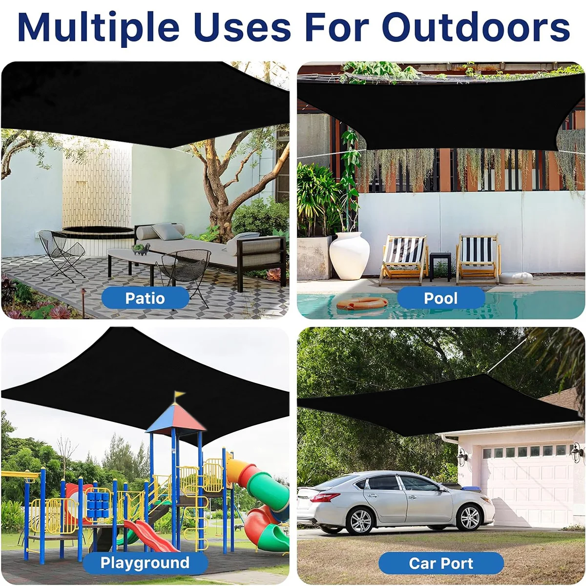 1PC, UV-Blocking Waterproof Shade Sail, Portable Easy Fasten Sun Canopy For Outdoor Patio, Yard, Car Port, Pool Decoration 3