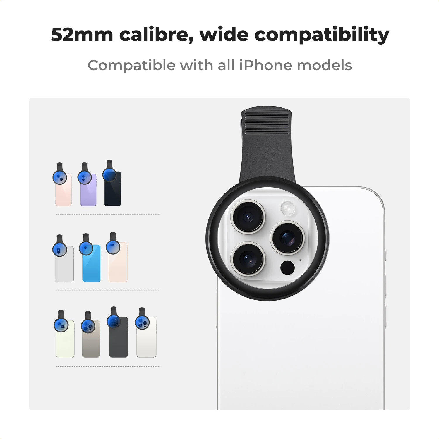 Circular Polarizing Filter Clip-On CPL Circular Polarizer Filter 52mm For All Phone & 52mm Camera Lens Compatible For iPhone 15 14