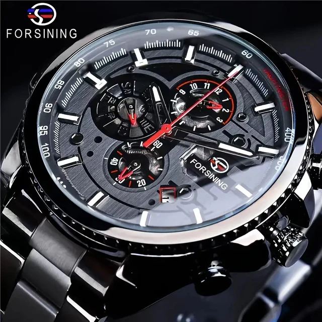 Men's Automatic Mechanical Watch - Fashionable Skeleton Design, with Time Calendar, Transparent Cut Out Back, Business Casual Versatile Personalized Men's Watch, Perfect Gift for Him, No Battery Required