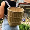 Large Capacity Double Shoulder Bamboo Basket Portable Outdoor Picnic Basket Tea Picking Baskets Dance Props Organization Basket 1