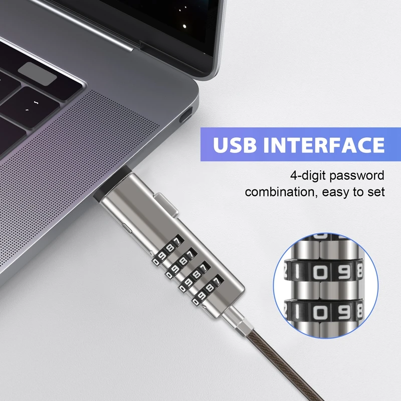 4 Digital Universal Lock USB Laptop Security Cable Lock For Computer,laptop lock