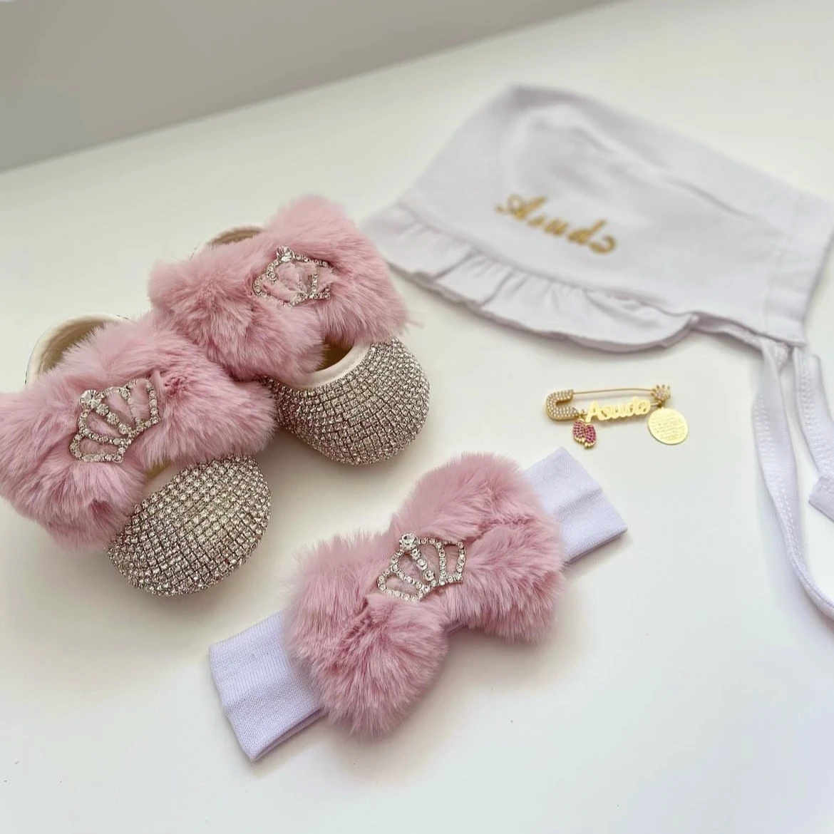 Christmas Gift 1st Birthday Baby Girl Bling Shoes Headband Rabbit