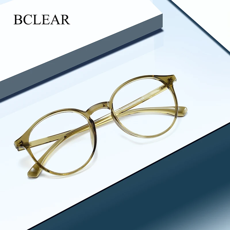 

BCLEAR Ultra Light TR90 Myopia Glasses Retro Round Optical Prescription Eyeglasses Frame Men Women Fashion Comfortable Spectacle