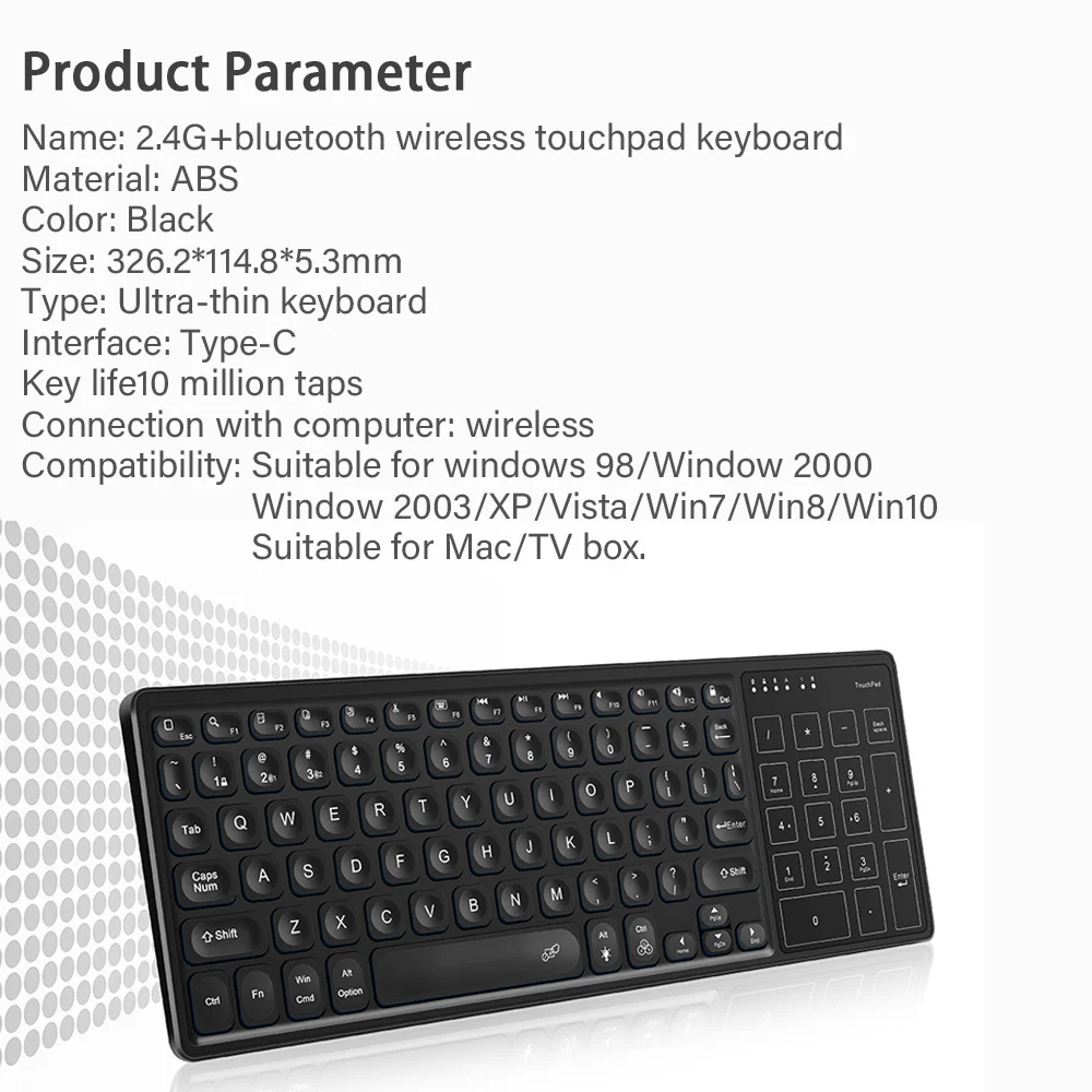 Seenda-teclado Retroiluminado com Touchpad Cores Bluetooth 2.4g sem Fio Multimídia Recarregável para Laptop pc Tablet - Imagem 2