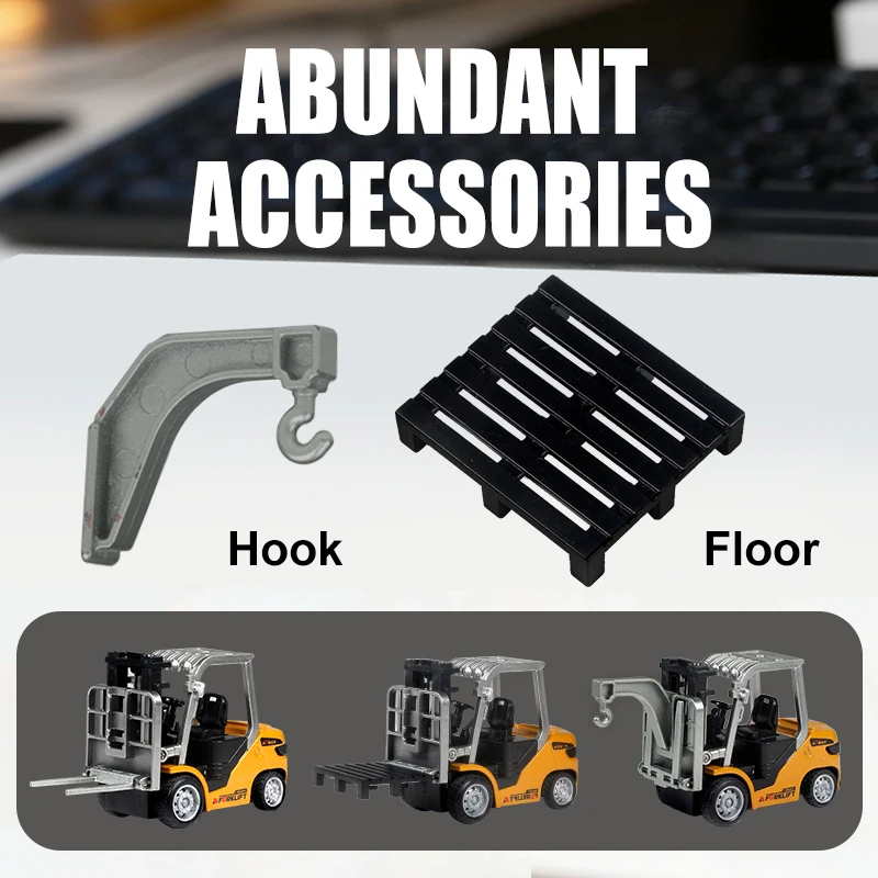 Mini Rc Truck Forklift 1/64 Alloy Diecast With Trailer Remote Control Desktop Cars For Boys Liftable Electric Truck For Kid Gift