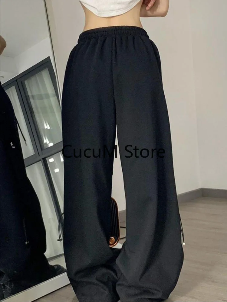 Korean Style Oversize Women Dark Grey Jogging Sweatpants Korean Fashion  Sports Pants Casual Harajuku Wide Leg Joggers Trousers - AliExpress