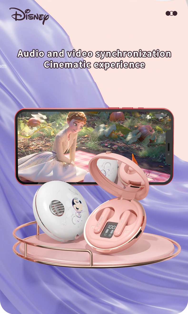 NOUVEAUX écouteurs Bluetooth mini miroir de maquillage Disney