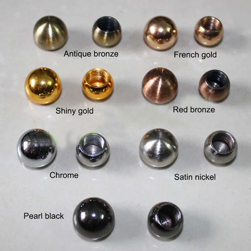 10 개/몫 M10 볼 너트 상단 Finials 직경 15MM 18MM 25MM 여성 너트 DIY 도금 테이블/플로어 램프에 대
