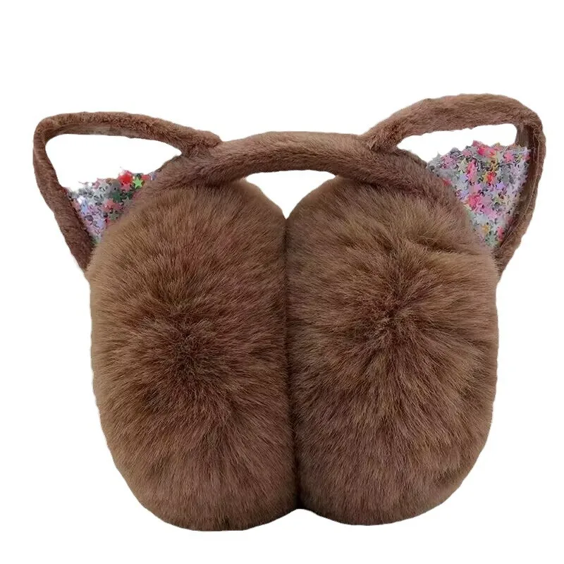 Girl Winter Cat Ear Earmuffs Foldable Warm Protect Cute Faux Fur Soft Fluffy Earcap Korean Style Children Ear Cover Muff children earmuffs