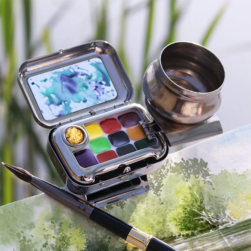 

Mini Travel Watercolor Pigment Repackaged Solid Set 10-Color Art Students Dedicated Windsor Newton Songwriting Manual Book