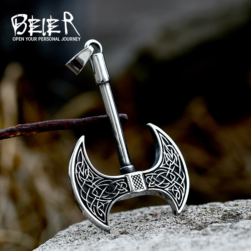 Beier New Store 316l Stainless Steel Viking Axe Pendant Odin Hammer Double Sided Axe Pagan Best Gift Dropshipping Llbp8 406p Pendants Aliexpress