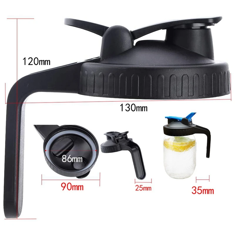 A24F-Jar Lids Wide Mouth,Flip Cap Lid With Handle With Leak-Proof Seal And Easy Pour Spout,Reusable Canning Lids