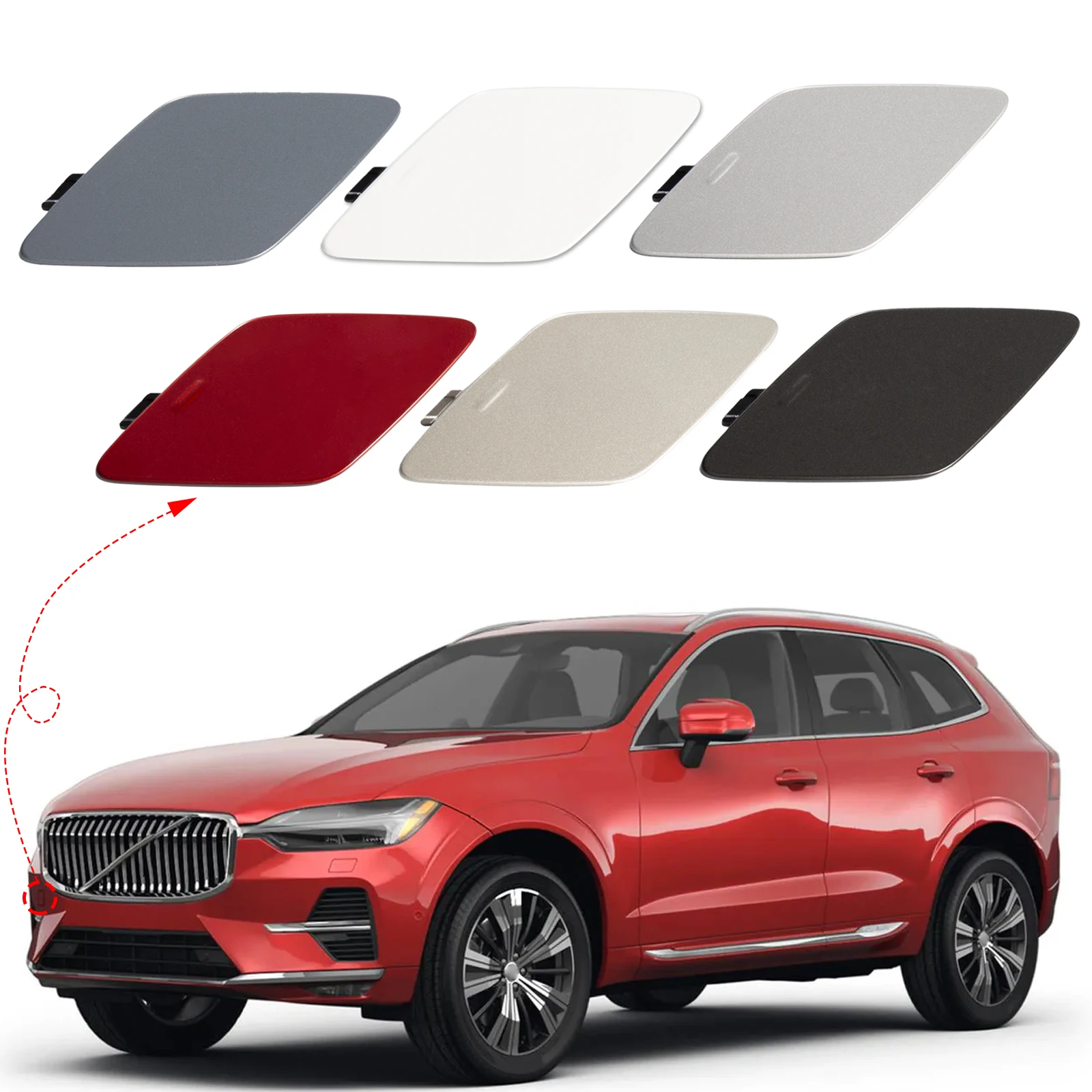 Front Bumper Tow Hook Cover Towing Eye Cap For Volvo Xc60 2022 2023