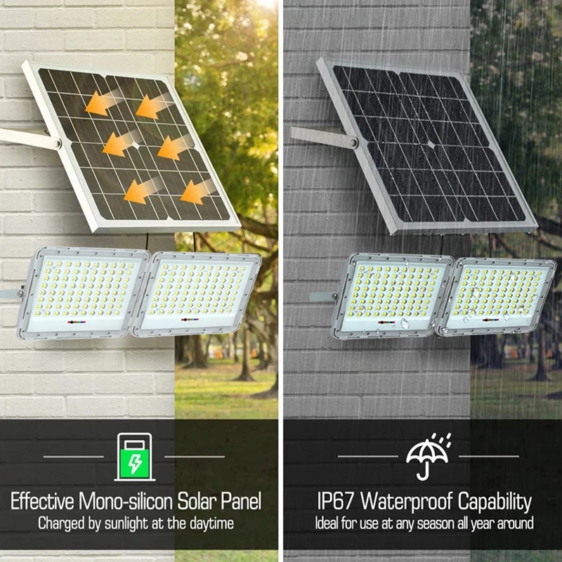 Outdoorové LED floodlamp daleký ovládání vodotěsný pro sad běžící pás ulice zeď solární krajina reflektor 2head LED solární lehký