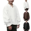 Boys Medieval Dress Shirt For Kids Medieval Ruffled Long Sleeves Cotton O-Neck T Shirts Children 4