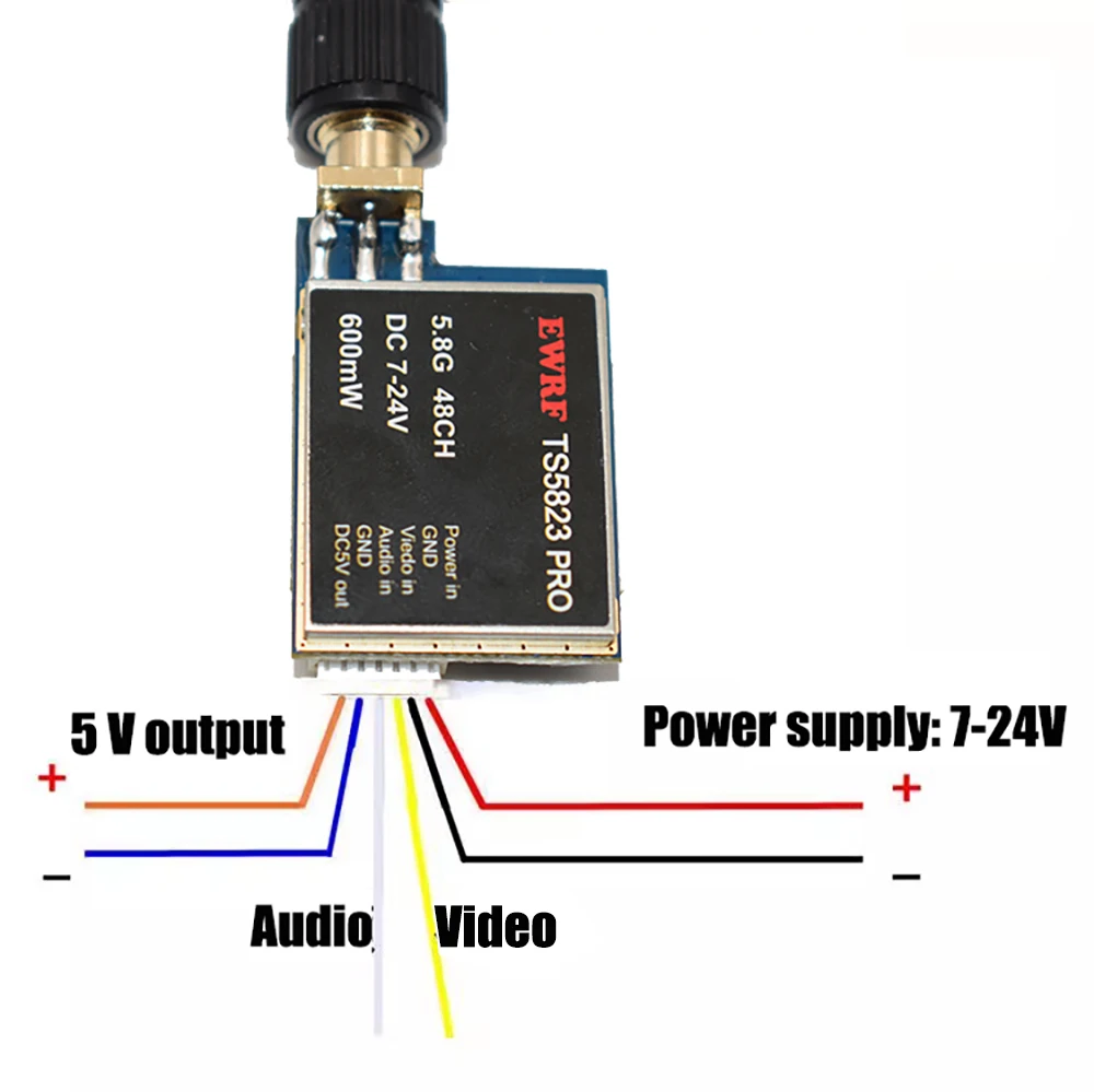 Achetez Émetteur FPV 5.8G 48CH TS5823 PRO montrant sa taille compacte à côté d'une pièce de monnaie