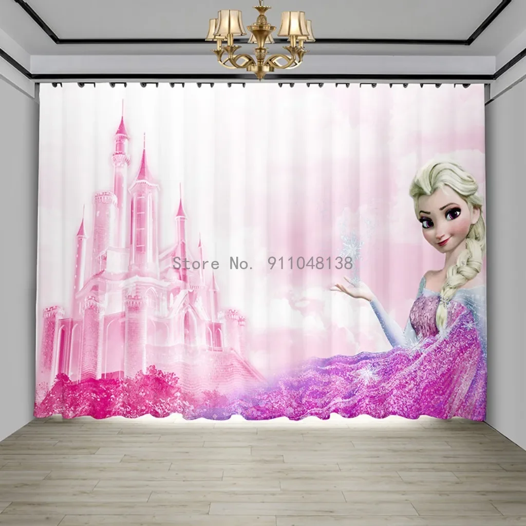 핑크 겨울왕국 안나 엘사 공주 암막 커튼, 침실 거실 홈 데코, 어린이 십대 소녀 생일 선물
