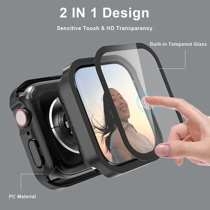 Premium Waterproof Glass Case with Hard PC Bumper & Screen Protector