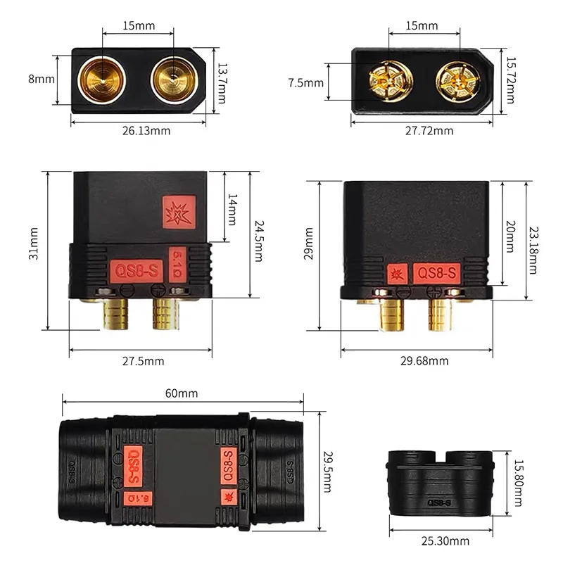 High Current Anti-Spark Lithium Battery Connector 110A 500V - QS8 Series Power Plug