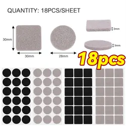 Self - Adhesive Felt Pads: Quiet, Anti - Slip Floor Protectors - Black square (18pcs)